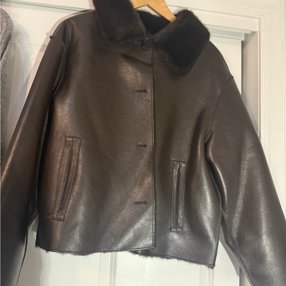 Zara Reversible Leather Faux Fur Jacket - Picture 2 of 5